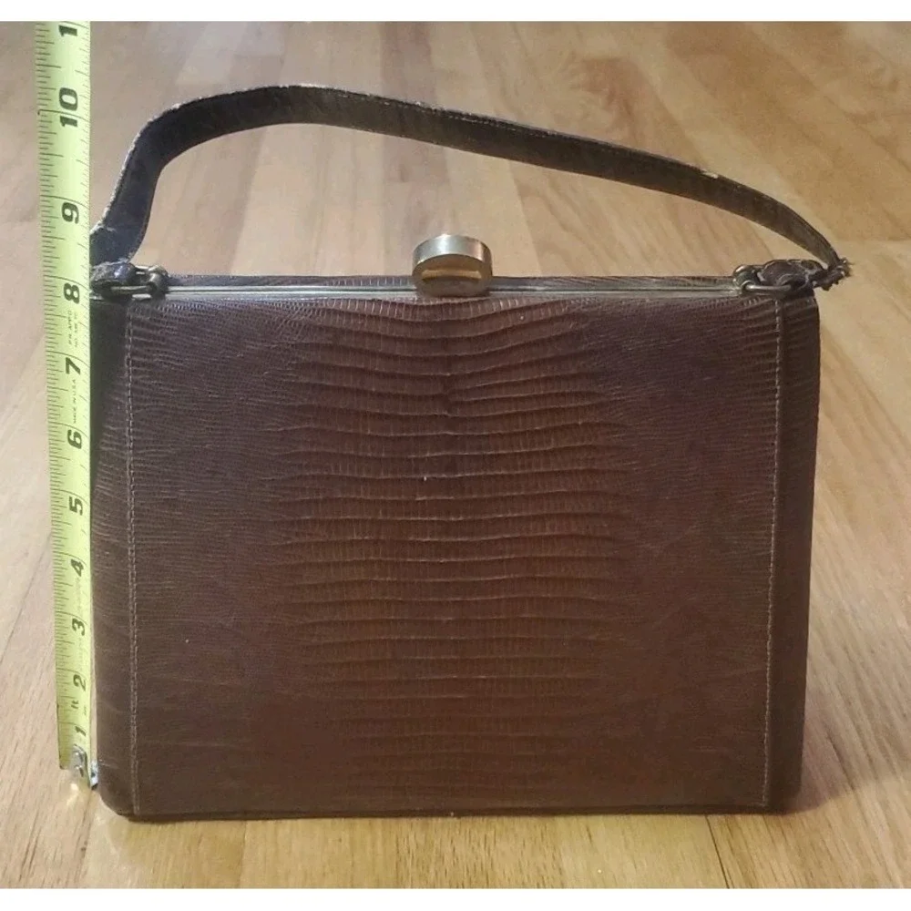 Vintage‎ Croc Leather Handbag Satchel Purse Leon Of California USA 50s *FLAWS